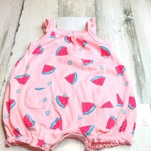 CARTER'S Pink Watermelon Flutter Tank Ruffle Romper Baby 0-3 months